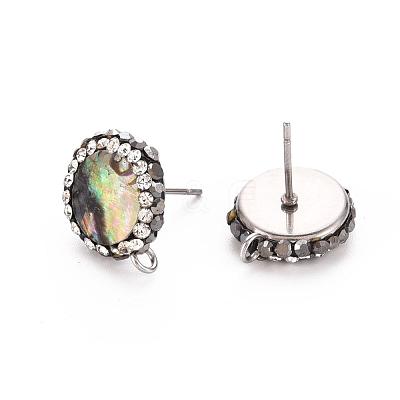 Abalone Shell/Paua Shell Stud Earring Findings X-EJEW-S198-03-1