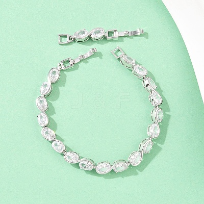 Platinum Tone Brass Micro Pave Cubic Zirconia Tennis Bracelets BJEW-B160-04P-05-1