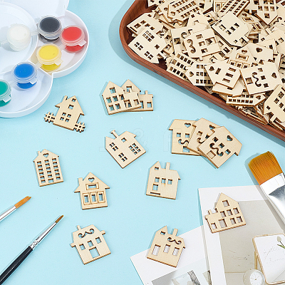 100Pcs Unfinished Wooden Cutcouts DIY-GF0013-50-1