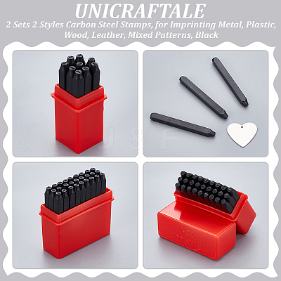 2 Sets 2 Styles Carbon Steel Stamps AJEW-UN0001-98A-1