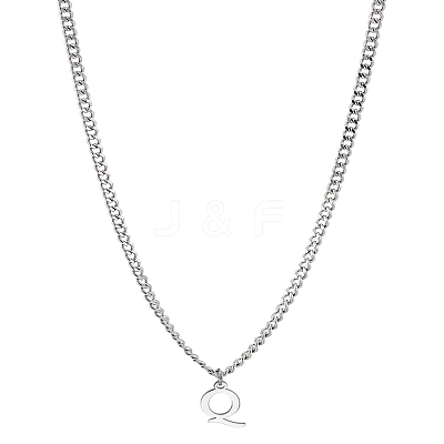 1Pc 304 Stainless Steel Letter Pendant Necklaces NJEW-LP0001-33Q-P-1