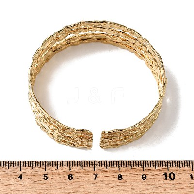 Hammered 304 Stainless Steel Cuff Bangles LS-BJEW-H635-03G-1