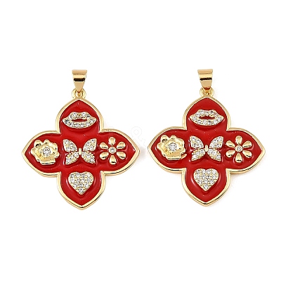 Brass Micro Pave Clear Cubic Zirconia Pendants KK-CBA9175-23G-1