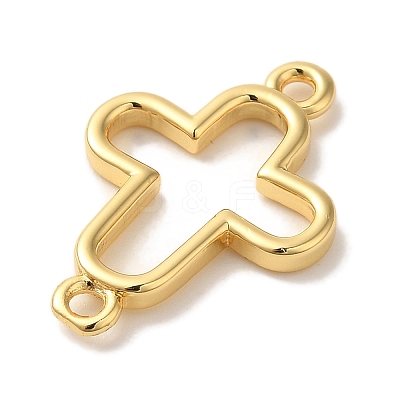 Rack Plating Brass Cross Outline Connector Charms Links KK-U027-05G-1