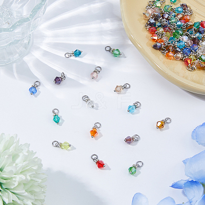 90Pcs 15 Colors Transparent Electroplate Glass Pendants PALLOY-FH00173-1