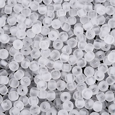 FGB Frosted Transparent Glass Seed Beads SEED-N013-02A-01-1