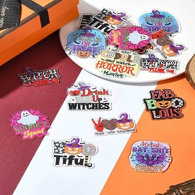18Pcs 9 Styles Printed Acrylic Pendants OACR-FS0001-74-1