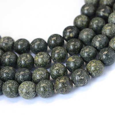 Natural Serpentine/Green Lace Stone Round Bead Strands X-G-E334-6mm-14-1