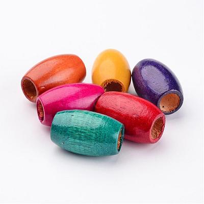 Mixed Lead Free Oval Natural Wood Beads X-WOOD-S619-M-LF-1