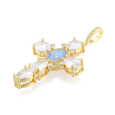 Brass Micro Pave Clear Cubic Zirconia Pendants KK-N227-108C-1