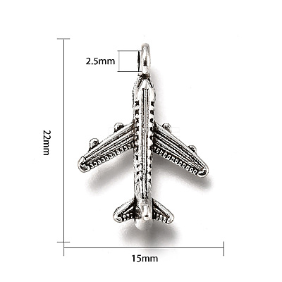 Antique Silver Tibetan Style Passenger Airplane Pendants X-TIBEB-A101638-AS-LF-1