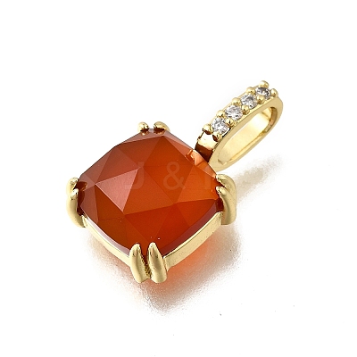 Natural Carnelian(Dyed & Heated) Faceted Square Pendants KK-F899-03C-G-1