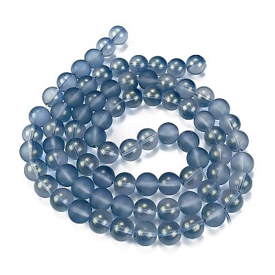 Frosted Transparent Glass Bead Strands GLAA-P065-10mm-10-1