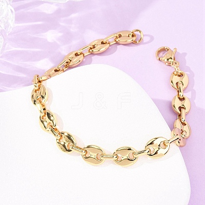 304 Stainless Steel Pig Nose Shape Link Chain Bracelets for Women BJEW-F527-09G-1