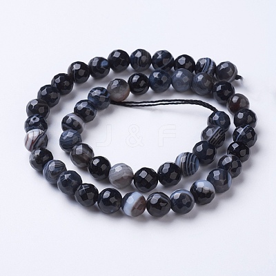 Natural Black Agate Beads Strands G-G753-08-8mm-1