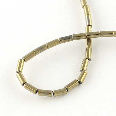 Column Electroplated Non-magnetic Synthetic Hematite Beads Strands G-R259-69E-1