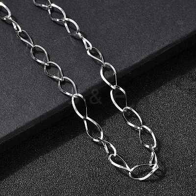 304 Stainless Steel Teardrop Link Chain Necklaces for Women Men NJEW-A058-02P-1