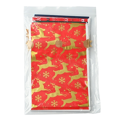 18Pcs 9 Styles Christmas Theme Plastic Packing Pouches Drawstring Bags ABAG-FS0001-04-1