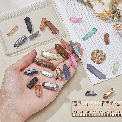26Pcs 13 Colors Electroplated Natural Quartz Crystal Beads G-NB0005-91-1