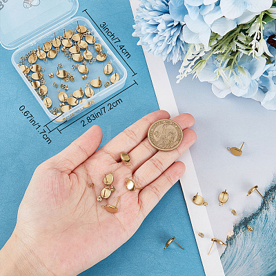 30Pcs Ion Plating(IP) 304 Stainless Steel Stud Earring Findings STAS-BBC0008-87-1