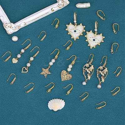 20Pcs Brass Micro Pave Clear Cubic Zirconia Earring Hooks ZIRC-SZ0005-08-1