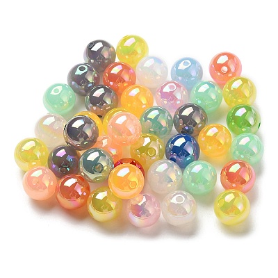 UV Plating Opaque Iridescent Acrylic Beads SACR-A001-03-1