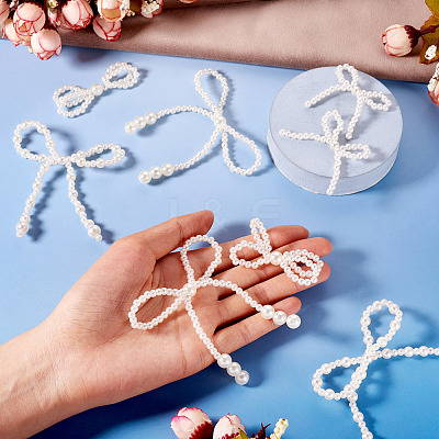 8Pcs 4 Styles Plastic Imitation Pearl Beaded Bowknot Ornament Accessories KY-TA0001-40-1