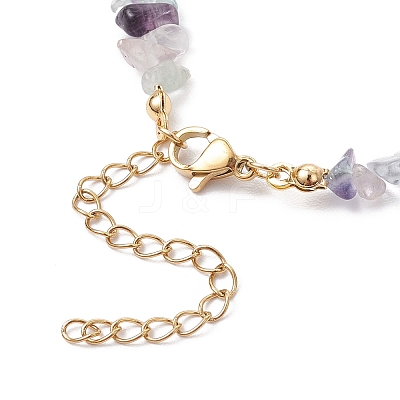 Natural Fluorite Chip Beaded Bracelets for Women X-BJEW-JB11742-06-1