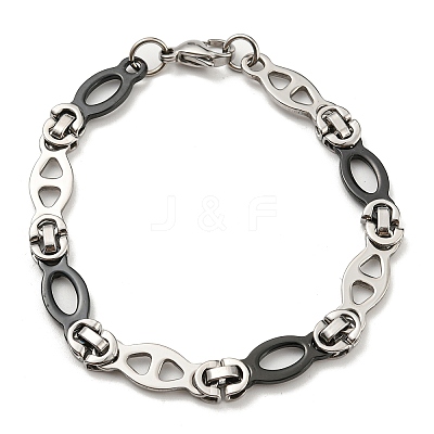 Two Tone 201 Stainless Steel Oval Link Chain Bracelet BJEW-B078-01BP-1