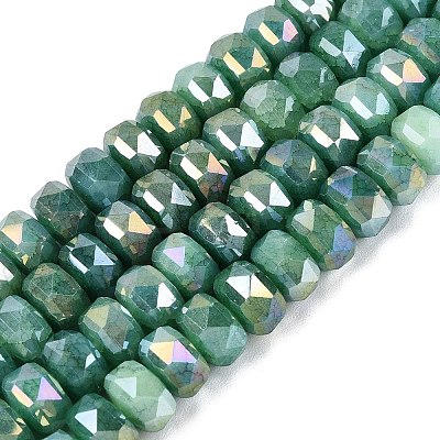 Electroplate Crackle Imitation Jade Glass Beads Strands EGLA-Q135-01A-C05-1