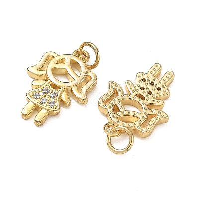 Brass Micro Pave Clear Cubic Zirconia Pendants CU-CBA9AFC-01G-35-1