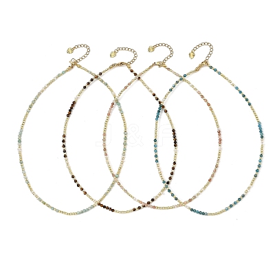 Natural Mixed Gemstone Faceted Round & Round Electroplate Synthetic Non-magnetic Hematite & Natural Pearl Beaded Necklaces NJEW-JN06549-1