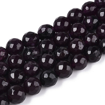 Dyed Natural White Jade Beads Strands G-T139-8mm-60-02-1