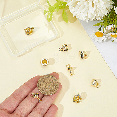 8Pcs 4 Styles Brass Pendants KK-BBC0023-95-1