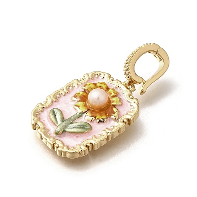 Brass Micro Pave Cubic Zirconia Pendents KK-R212-03G-07-1