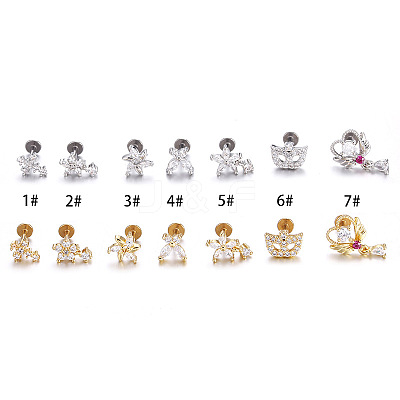 Stainless Steel Micro Pave Clear Cubic Zirconia Internally Threaded Labrets WGBE4CC-01-1