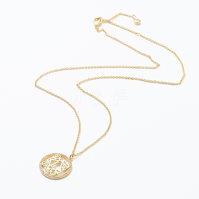 Brass Micro Pave Clear Cubic Zirconia Pendant Necklaces NJEW-E153-01L-1