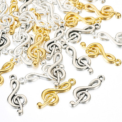 30Pcs 3 Colors Tibetan Style Treble Clef Pendants TIBEP-TA0001-42-1