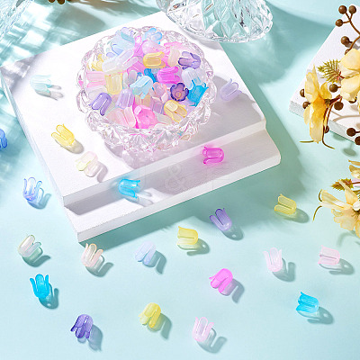 450Pcs 9 Colors Transparent Acrylic Beads Caps OACR-TA0003-07-1