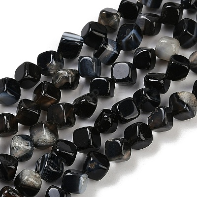 Natural Banded Agate(Dyed & Heated) Beads Strands G-A257-A03-01-1