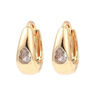Brass Micro Pave Cubic Zirconia Hoop Earring EJEW-D078-34B-KCG-1