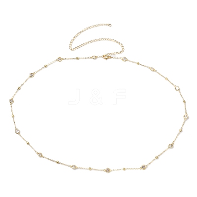Brass Clear Cubic Zirconia Satellite Chain Waist Chains NJEW-C00038-1