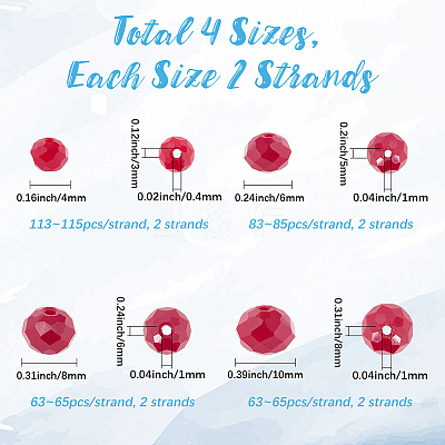 8 Strands 4 Styles Opaque Solid Color Glass Beads Strands EGLA-LT0001-04C-1