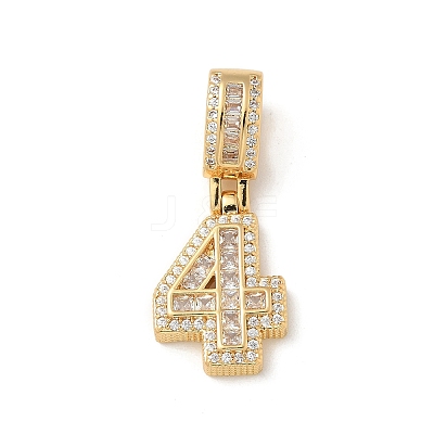 Brass Clear Cubic Zirconia European Dangle Charms KK-R003-01G-04-1