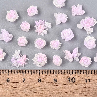 Luminous Flower Resin Cabochons CRES-T025-10C-1