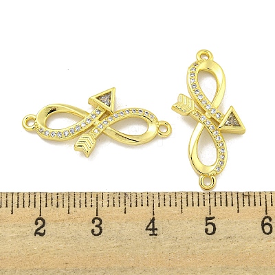Rack Plating Brass Micro Pave Clear Cubic Zirconia Arrow Infinity Links KK-B091-48G-02-1
