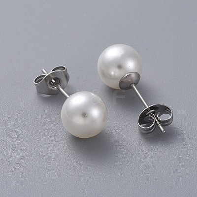Plastic Imitation Pearl Stud Earrings LS-STAS-D0001-03-P-1