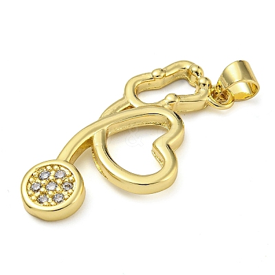 Rack Plating Brass Micro Pave Cubic Zirconia Pendants KK-Z063-40B-G-1