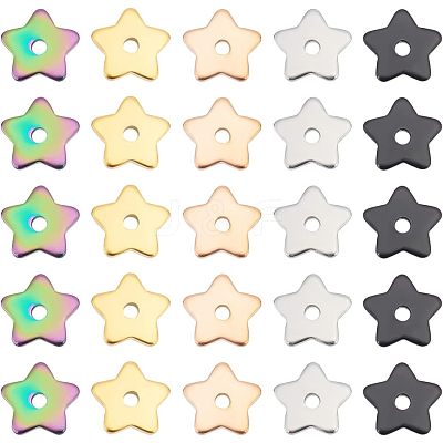 60Pcs 5 Colors 304 Stainless Steel Beads STAS-UN0039-52-1