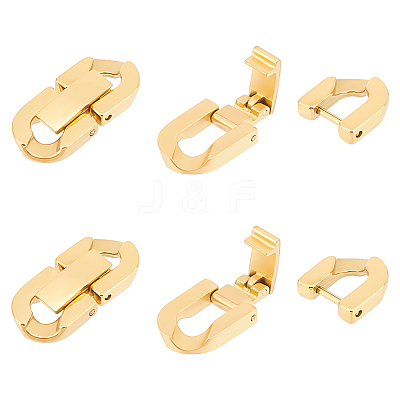 4Pcs 304 Stainless Steel Fold Over Clasps STAS-UN0055-31-1